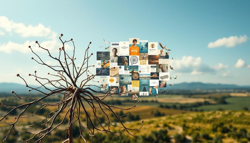 A striking, realistic illustration of the complex phenomenon of priming effects. In the foreground, a cluster of neural connections, synapses firing, knowledge pathways being forged. The middle ground features a collage of subtly implanted ideas, images, and concepts, their influence tangible yet intangible. In the background, an expansive, contemplative landscape, hinting at the breadth and depth of the human mind's intricate workings. Illuminated by soft, natural lighting, the composition evokes a sense of scientific introspection and psychological exploration. Captured through a wide-angle lens, the image conveys a sense of awe and wonder at the invisible forces that shape our thoughts and behaviors.