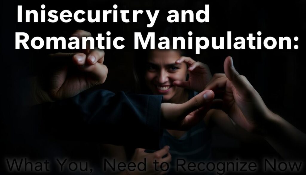 A dark and unsettling scene, illuminated by a moody, low-key lighting. In the foreground, a set of manipulative hand gestures and body language - a tight grip on the arm, an overly intimate touch, a deceptive smile. In the middle ground, the subject's face is partially obscured, with an expression of unease and discomfort. The background is hazy and indistinct, creating a sense of isolation and vulnerability. The overall atmosphere conveys a sense of emotional control and psychological manipulation, reflecting the themes of "Insecurity and Romantic Manipulation — What You Need to Recognize Now".
