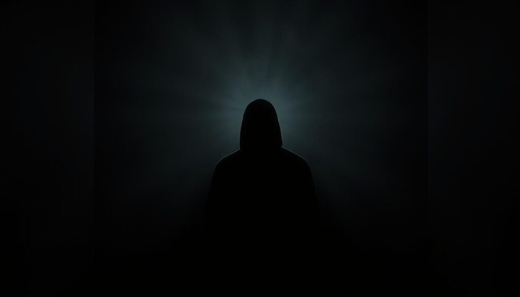 A dimly lit room, the air thick with tension. In the center, a triangle takes form, each point representing a distinct role - Persecutor, Rescuer, Victim. The figures are shrouded in shadow, their faces obscured, creating an air of mystery and unease. Harsh, directional lighting casts sharp shadows, emphasizing the divide between the three. The background is hazy, out of focus, drawing the viewer's attention to the pivotal triangle at the heart of the scene. The overall mood is one of discomfort, a sense of power imbalance and the potential for manipulation. The composition is tight, the framing intimate, inviting the viewer to step into this charged, psychological landscape.